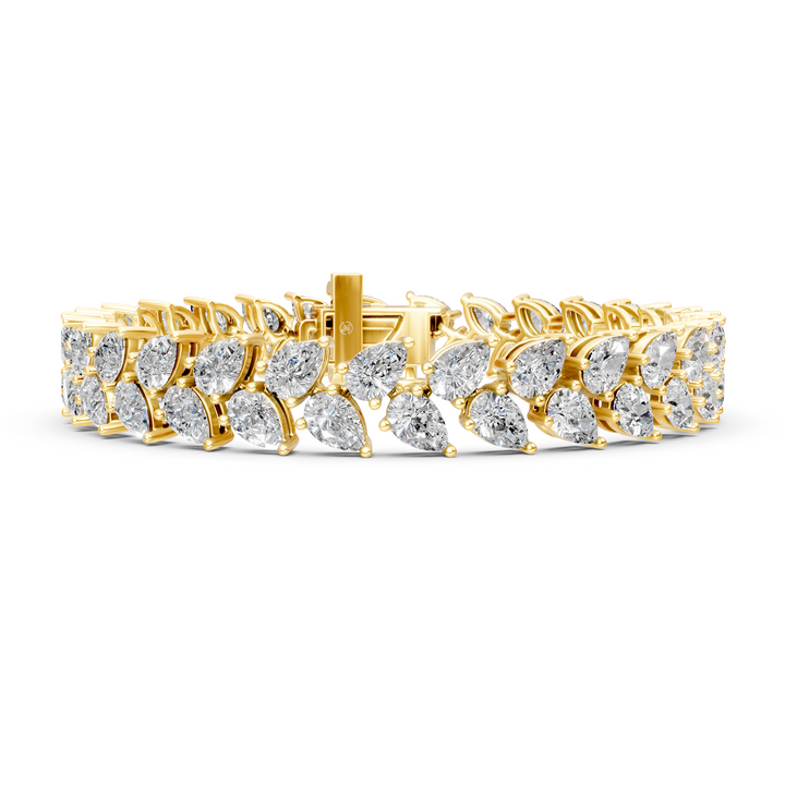 Lab-Grown or Natural Pear Diamond Tennis Bracelet - 14.5ct | 7.5 inch | Gold, White Gold, Rose Gold, Silver