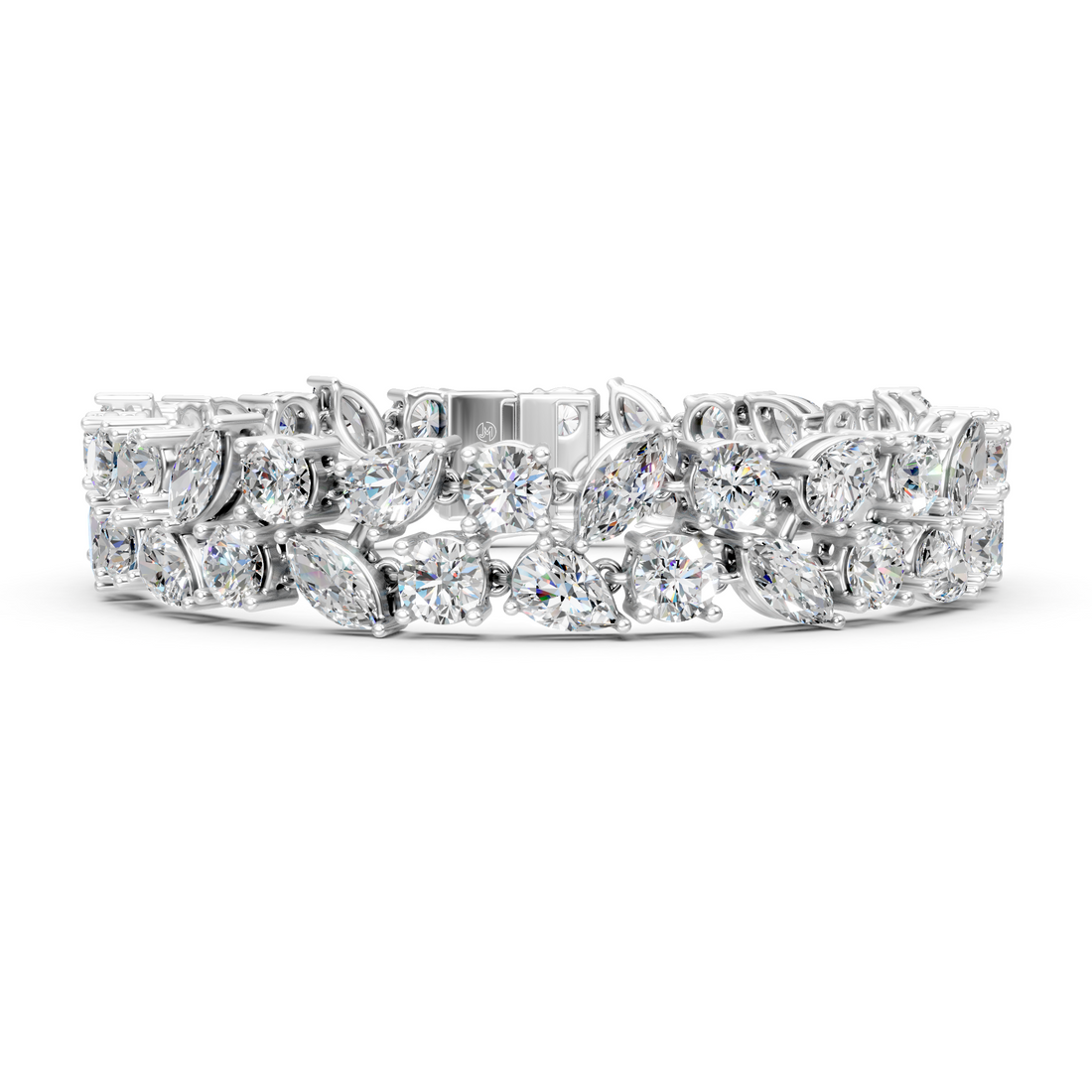 Lab-Grown or Natural Round, Pear, and Marquise Diamond Tennis Bracelet - 20.87ct | 6.5 inch | Gold, White Gold, Rose Gold, Silver