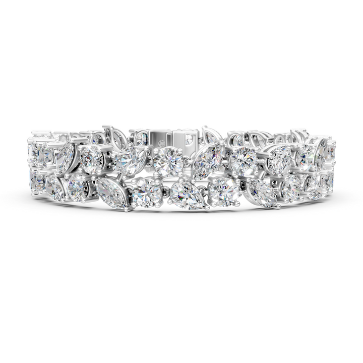 Moissanite or Lab-Grown Round, Pear, and Marquise Diamond Unique Tennis Bracelet - 20.87ct | 925 Silver