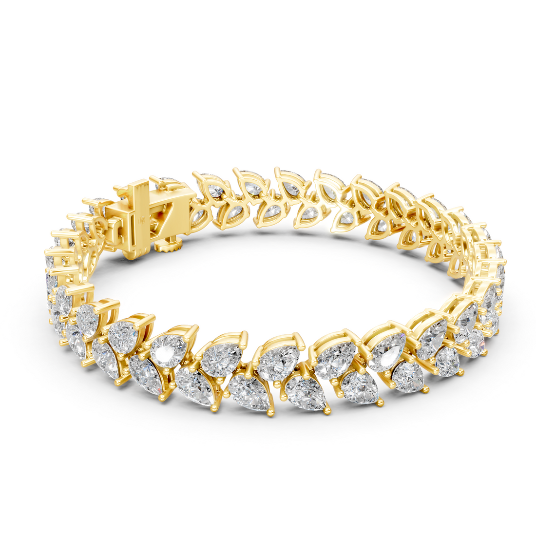 Lab-Grown or Natural Pear Diamond Tennis Bracelet - 14.5ct | 7.5 inch | Gold, White Gold, Rose Gold, Silver