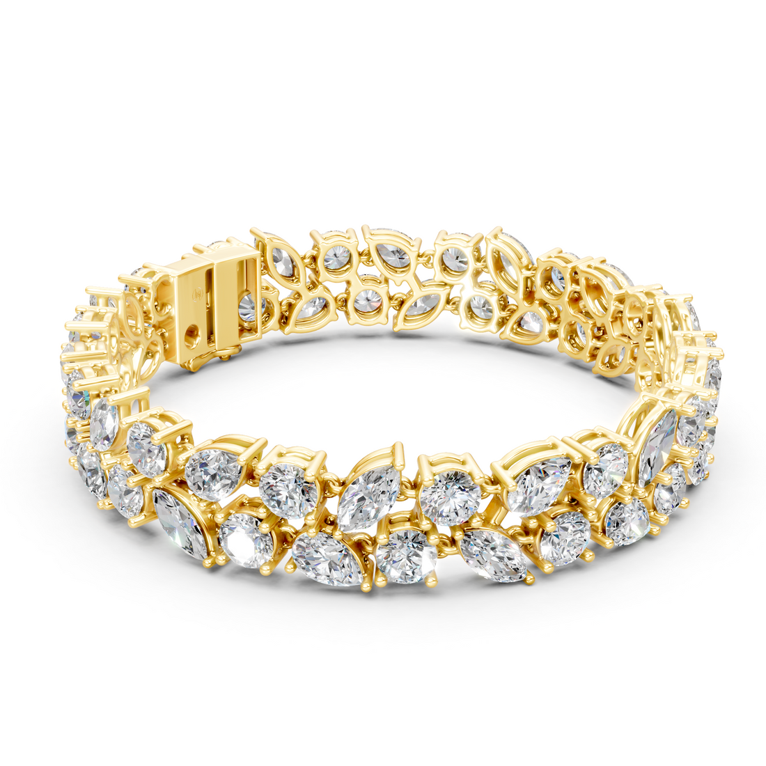 Lab-Grown or Natural Round, Pear, and Marquise Diamond Tennis Bracelet - 20.87ct | 6.5 inch | Gold, White Gold, Rose Gold, Silver