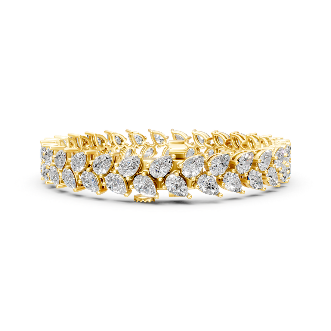 Lab-Grown or Natural Pear Diamond Tennis Bracelet - 14.5ct | 7.5 inch | Gold, White Gold, Rose Gold, Silver