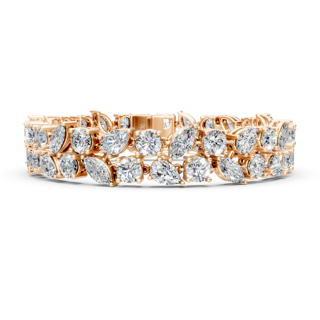 Lab-Grown or Natural Round, Pear, and Marquise Diamond Tennis Bracelet - 20.87ct | 6.5 inch | Gold, White Gold, Rose Gold, Silver