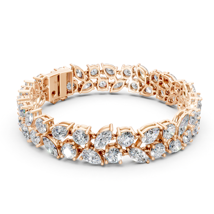 Moissanite or Lab-Grown Round, Pear, and Marquise Diamond Unique Tennis Bracelet - 20.87ct | 925 Silver