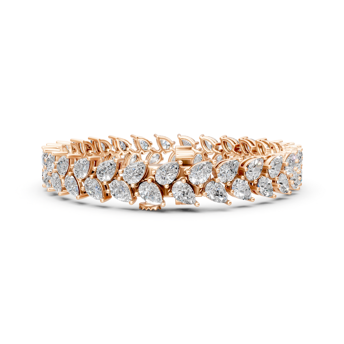 Lab-Grown or Natural Pear Diamond Tennis Bracelet - 14.5ct | 7.5 inch | Gold, White Gold, Rose Gold, Silver